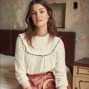 Sézane Catalina Blouse Off White Size FR 36